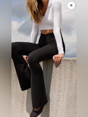 Aerie OFFLINE Real Me Xtra Flare Leggings Black High Rise Size S